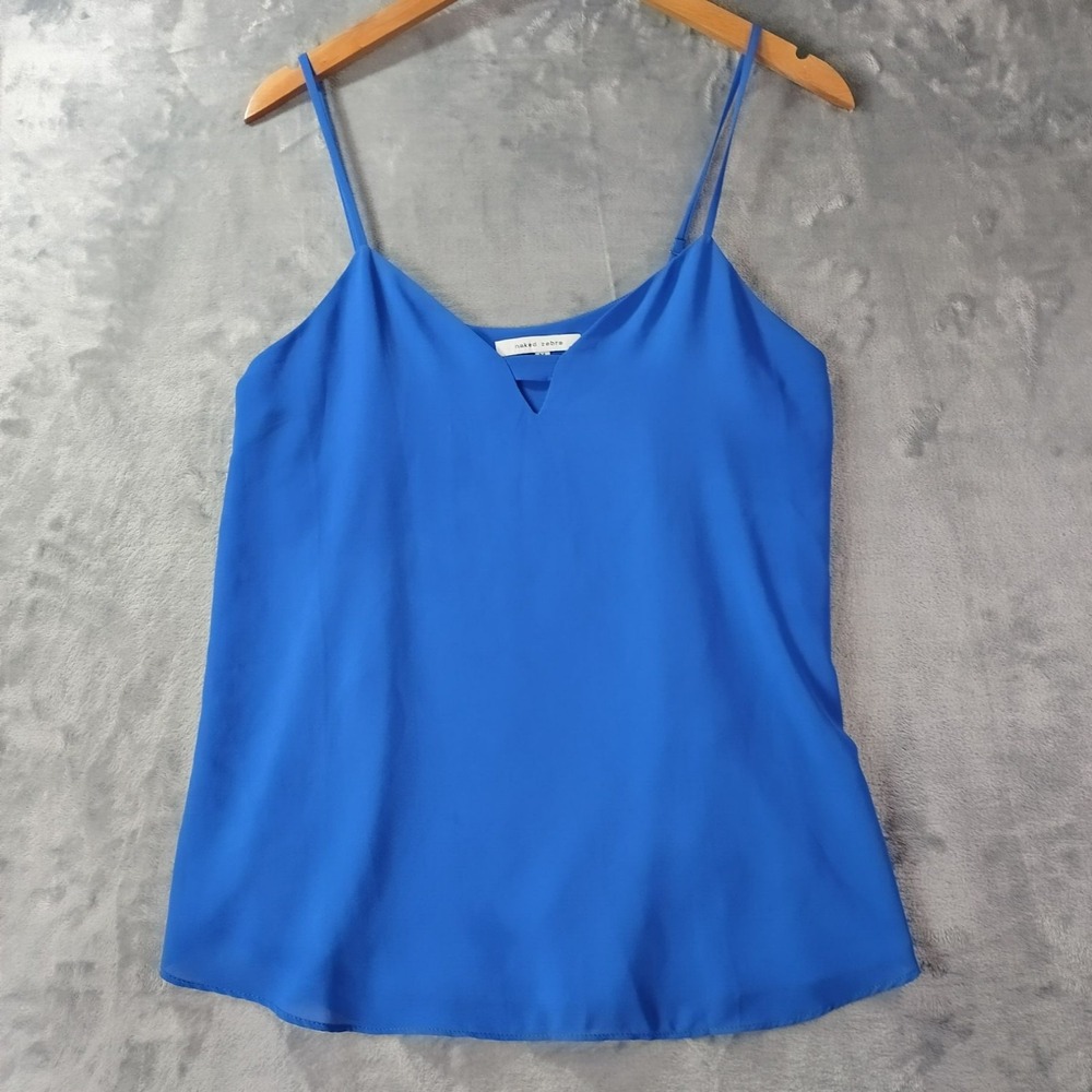 Naked Zebra Womens Tank Top Medium Blue Sleeveless Casual Minimalist Layering